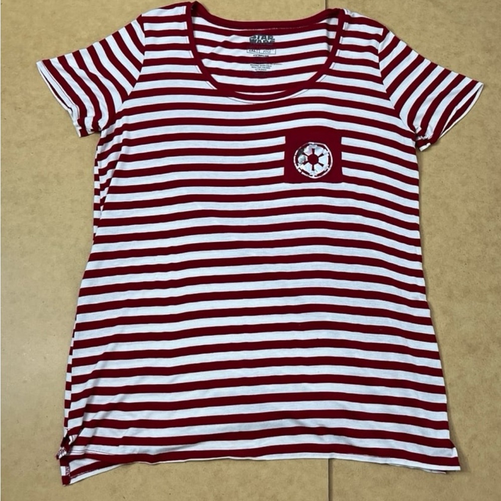 Star Wars Mighty Fine Red and White Striped Women's Top